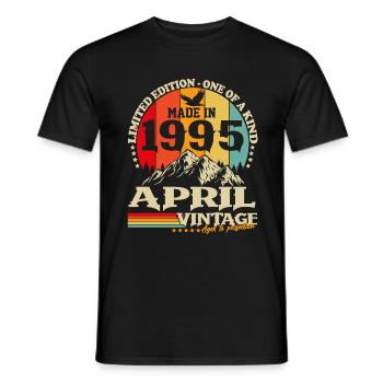 April 1995 Jahrgang geboren Geburtstag Retro - Männer T-Shirt - Schwarz - Vorne - AI Model Male 178 light (178cm)