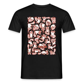 Red Panda Spread All over Pattern - Men's T-Shirt - black - Front - AI Model Male 178 light (178cm)