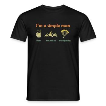 Paroles de parapente I Bière et montagnes - T-shirt homme - noir - Devant - AI Model Male 178 light (178cm)