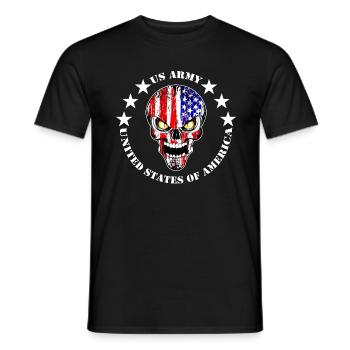 US Army skull - T-shirt homme - noir - Devant - AI Model Male 178 light (178cm)