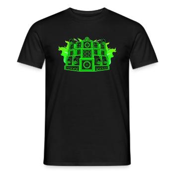 Tek Flames Graphic Sound System / Rig / Speakers Vert - T-shirt homme - noir - Devant - AI Model Male 178 light (178cm)