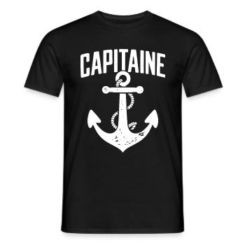 Capitaine – Design marin vintage et original - T-shirt homme - noir - Devant - AI Model Male 178 light (178cm)