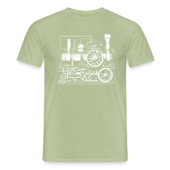 Bauplan für die Dampfmaschine - Männer T-Shirt - Sage - Vorne - AI Model Male 178 light (178cm)