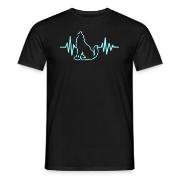 WOLF HERZSCHLAG TSHIRT GESCHENKIDEE TIER LUSTIG - Männer T-Shirt - Schwarz - Vorne - AI Model Male 178 light (178cm)