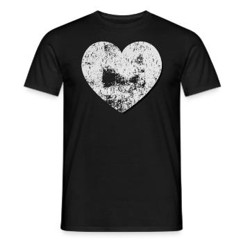 Big White Heart Grunge Style - T-shirt homme - noir - Devant - AI Model Male 178 light (178cm)