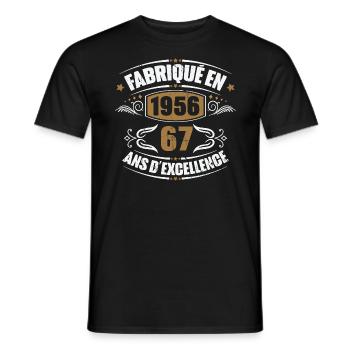 Cadeau d'anniversaire 67 ans, Fabriqué en 1956 - T-shirt homme - noir - Devant - AI Model Male 178 light (178cm)