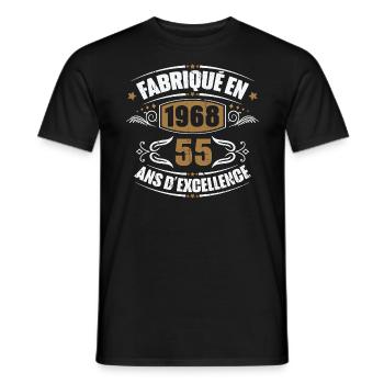 Cadeau d'anniversaire 55 ans, Fabriqué en 1968 - T-shirt homme - noir - Devant - AI Model Male 178 light (178cm)