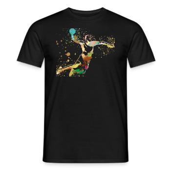 Handball, handballer, Beachhandball,Graffiti,gold - Männer T-Shirt - Schwarz - Vorne - AI Model Male 178 light (178cm)