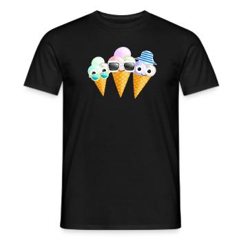 Ice cream cones, ice cream, comic, sunglasses - Men's T-Shirt - black - Front - AI Model Male 178 light (178cm)