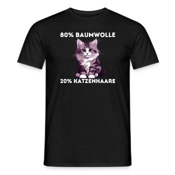 80 Prozent Baumwolle 20 Prozent Katzenhaare - Männer T-Shirt - Schwarz - Vorne - AI Model Male 178 light (178cm)