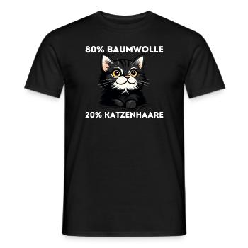 80 Prozent Baumwolle 20 Prozent Katzenhaare Spruch - Männer T-Shirt - Schwarz - Vorne - AI Model Male 178 light (178cm)