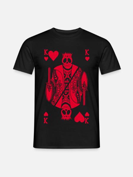 Squelette rouge du roi de coeur - T-shirt homme - noir