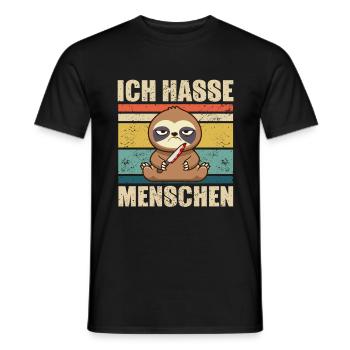 I hate people sloths - Men's T-Shirt - black - Front - AI Model Male 178 light (178cm)