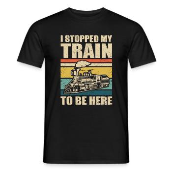 Modelleisenbahn angehalten Dampflok - Männer T-Shirt - Schwarz - Vorne - AI Model Male 178 light (178cm)