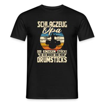 Schlagzeug Opa mit Drumsticks - Männer T-Shirt - Schwarz - Vorne - AI Model Male 178 light (178cm)