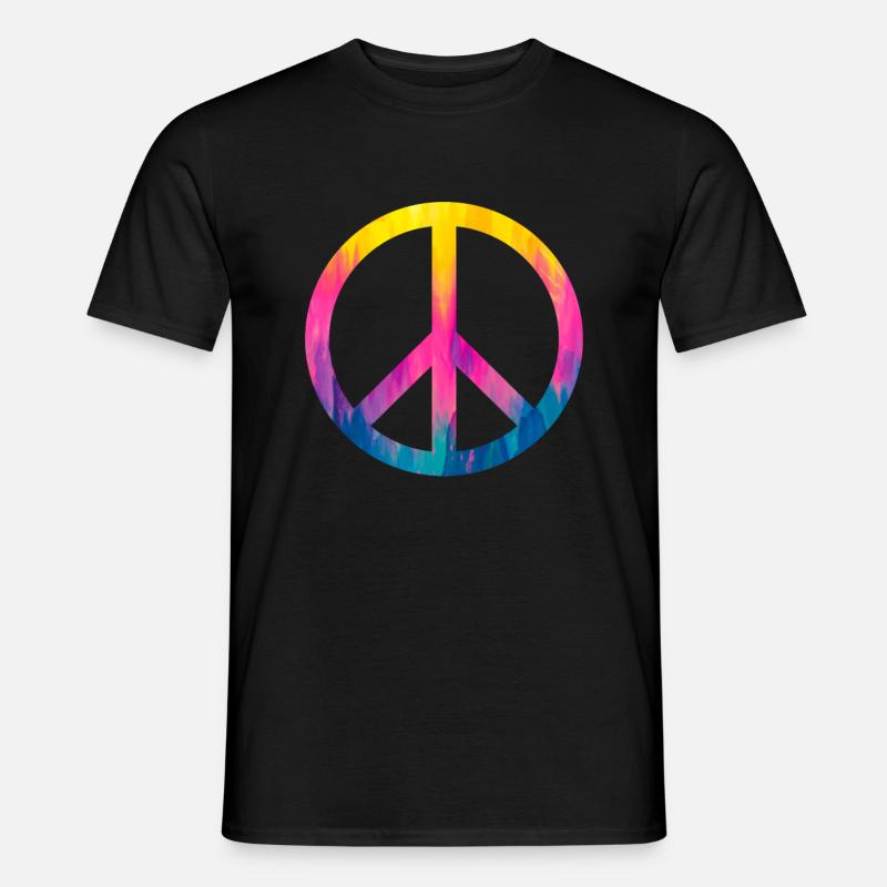 Retro Design Friedenszeichen Peace Zeichen - Männer T-Shirt - Schwarz