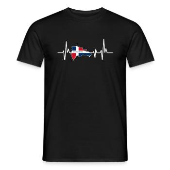 Heartbeat Design Flag Dominican Republic - Men's T-Shirt - black - Front - AI Model Male 178 light (178cm)