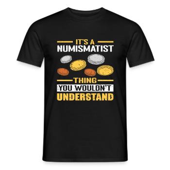 Numismatics Coins Collect Coin Collection - Men's T-Shirt - black - Front - AI Model Male 178 light (178cm)