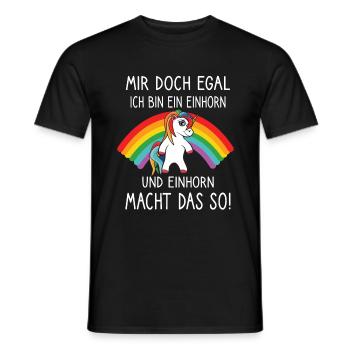 Mir doch egal ich bin ein Einhorn - Männer T-Shirt - Schwarz - Vorne - AI Model Male 178 light (178cm)