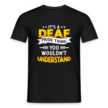 Deaf Sign Language Deaf Pride Funny - Men's T-Shirt - black - Front - AI Model Male 178 light (178cm)