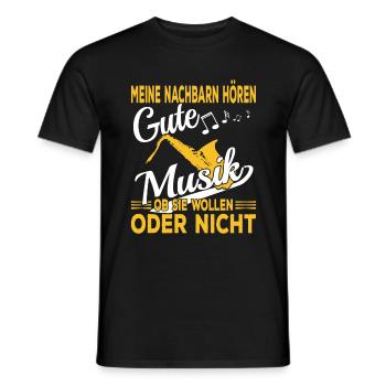 Saxophone Musiker - Männer T-Shirt - Schwarz - Vorne - AI Model Male 178 light (178cm)