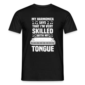 Mundharmonika Lustig Mundharmonikaspieler - Männer T-Shirt - Schwarz - Vorne - AI Model Male 178 light (178cm)
