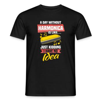 Harmonica Drôle d’harmoniciste - T-shirt homme - noir - Devant - AI Model Male 178 light (178cm)