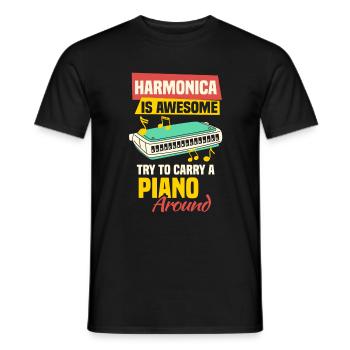 Harmonica funny harmonica player - Men's T-Shirt - black - Front - AI Model Male 178 light (178cm)
