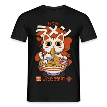 Maneki neko ramen retro - Männer T-Shirt - Schwarz - Vorne - AI Model Male 178 light (178cm)