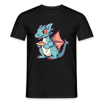 Drache mit Pizza Pizzaliebhaber Pizzeria - Männer T-Shirt - Schwarz - Vorne - AI Model Male 178 light (178cm)