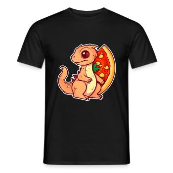 Dino mit Pizza Pizzaliebhaber Dinosaurier - Männer T-Shirt - Schwarz - Vorne - AI Model Male 178 light (178cm)
