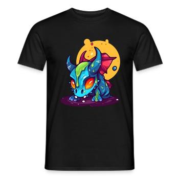 Dragon Dinosaur Fantasy Dragon - Men's T-Shirt - black - Front - AI Model Male 178 light (178cm)