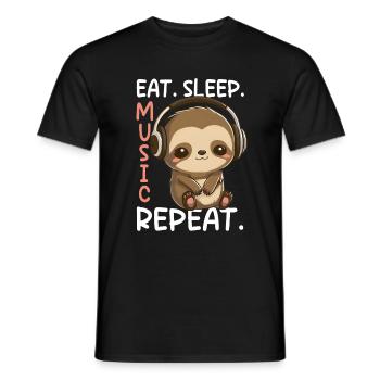 Musikliebhaber Kopfhörer Musik Kawaii Faultier DJ - Männer T-Shirt - Schwarz - Vorne - AI Model Male 178 light (178cm)