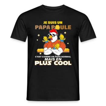 Papa Poule Cadeau Fête Des Pères Humour Homme - T-shirt homme - noir - Devant - AI Model Male 178 light (178cm)