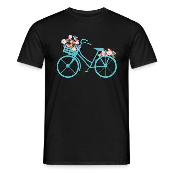 Vélo avec fleurs Fahrrad mit Blumen - T-shirt homme - noir - Devant - AI Model Male 178 light (178cm)