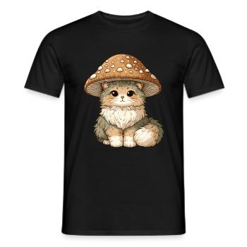 Esthétique du champignon de chat Cottagecore - T-shirt homme - noir - Devant - AI Model Male 178 light (178cm)