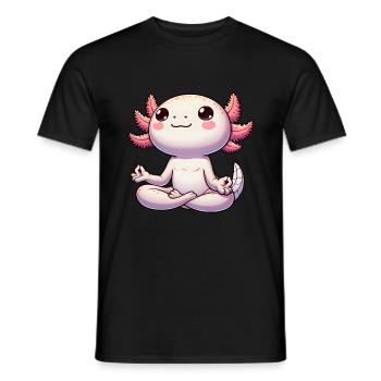 Meditation Axolotl Meditating Yoga - Men's T-Shirt - black - Front - AI Model Male 178 light (178cm)