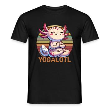 Yoga Axolotl Méditation Rétro Spiritualité - T-shirt homme - noir - Devant - AI Model Male 178 light (178cm)