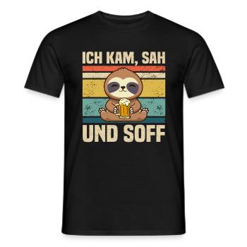 Faultier Bier saufen Biertrinker - Männer T-Shirt - Schwarz - Vorne - AI Model Male 178 light (178cm)