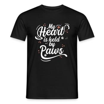 Chat d’amour Saint-Valentin coeurs pattes de chat - T-shirt homme - noir - Devant - AI Model Male 178 light (178cm)