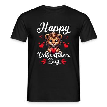 Lion Saint-Valentin Drôle - T-shirt homme - noir - Devant - AI Model Male 178 light (178cm)