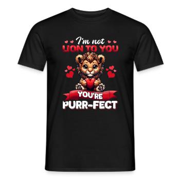 Lion with Heart Love Valentine's Day - Men's T-Shirt - black - Front - AI Model Male 178 light (178cm)