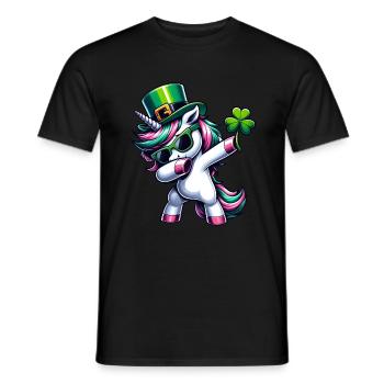St Patrick's Day Heart Irish Unicorn Dabbing - Men's T-Shirt - black - Front - AI Model Male 178 light (178cm)
