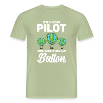 Lustiger Spruch Gasballon Ballonpilot - Männer T-Shirt - Sage - Vorne - AI Model Male 178 light (178cm)