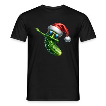 Cucumber Santa Has Christmas Dabbing - Men's T-Shirt - black - Front - AI Model Male 178 light (178cm)
