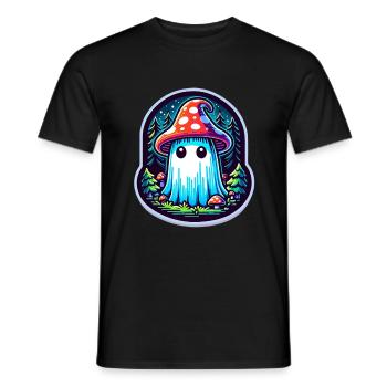 Cottagecore Aesthetic Ghost Mushroom Hat - Men's T-Shirt - black - Front - AI Model Male 178 light (178cm)