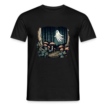 Cottagecore Aesthetic Ghost Mushrooms Goblincore - Men's T-Shirt - black - Front - AI Model Male 178 light (178cm)