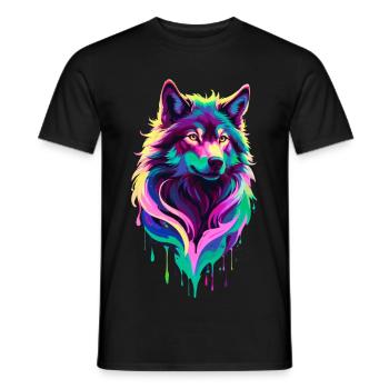 Colorful Wolf Graffiti Wolf Head - Men's T-Shirt - black - Front - AI Model Male 178 light (178cm)
