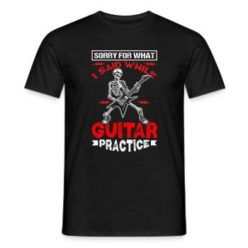 Guitariste drôle pratiquant la guitare - T-shirt homme - noir - Devant - AI Model Male 178 light (178cm)
