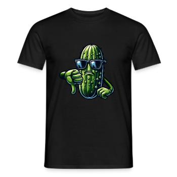 Thumbs down: Sour cucumber, cucumber, cucumber - Men's T-Shirt - black - Front - AI Model Male 178 light (178cm)